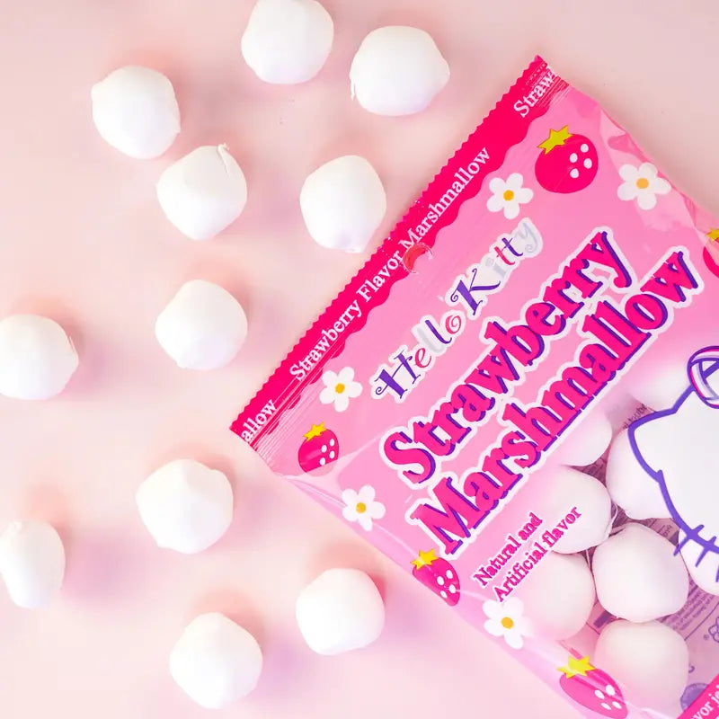 Hello Kitty Strawberry Marshmallows - Japanese Candy Filled with Strawberry Jelly, 3.17oz/Pack