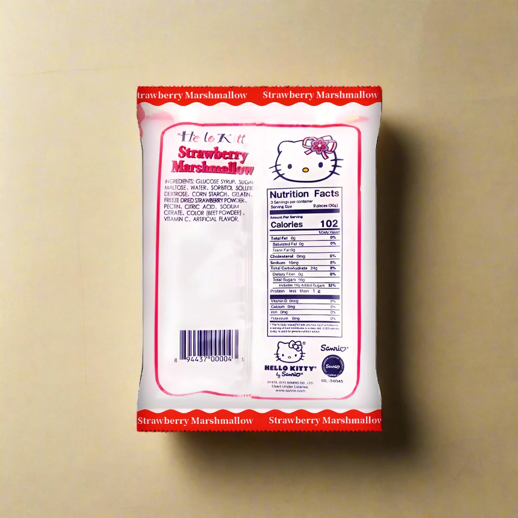 Hello Kitty Strawberry Marshmallows - Japanese Candy Filled with Strawberry Jelly, 3.17oz/Pack